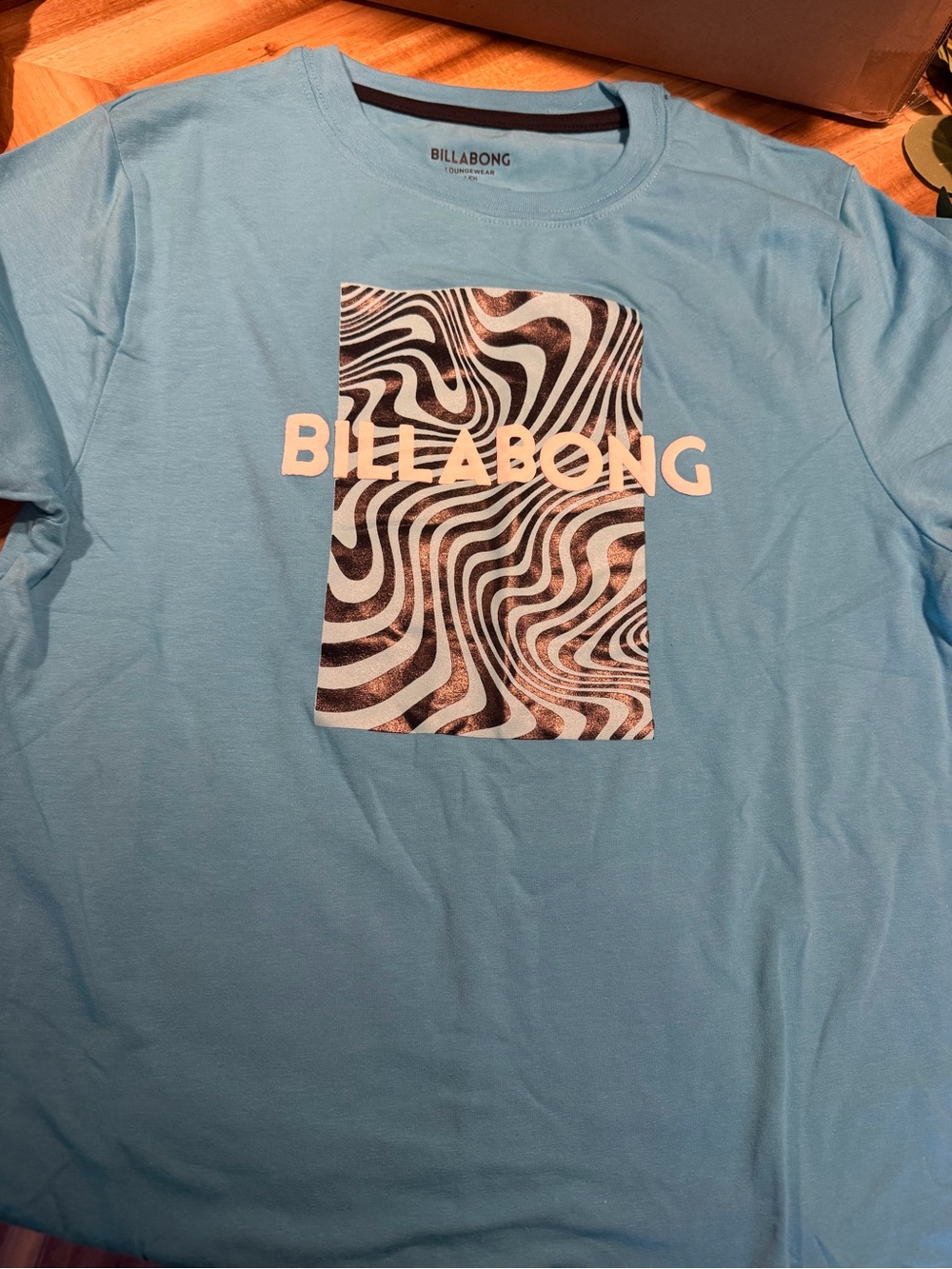 Billabong Light Blue Short-Sleeve Graphic Tee with Black & White Swirl